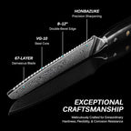 KYOKU Serrated Bread Knife - 8" - Shogun Series - Japanese Style VG10 Steel Core Damascus Blade - with Sheath & Case