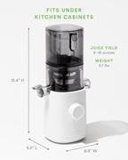 Nama J3 Compact Cold Press Juicer – Space Saving & Self Feeding for Hands-Free Operation – Lightweight, Portable Zero Waste Slow Masticating Juicer – Easy Cleanup & Assembly - White