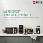 Haden Dorset 1.7 Liter Stainless Steel Electric Kettle with 360-Degree Base Bundled with 2 Slice Wide Slot Stainless Steel Toaster, Black & Copper