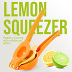 Zulay Kitchen Metal 2-in-1 Lemon Squeezer - Sturdy Max Extraction Hand Juicer Lemon Squeezer Gets Every Last Drop - Easy to Clean Manual Citrus Juicer - Easy-Use Lemon Juicer Squeezer - Orange/Yellow