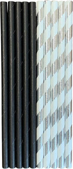 5,000 Count | Kingseal FSC Certified Paper Cocktail Drinking Straws, Stirrer, Unwrapped, BLACK, 5.75 Inch Length x 6mm Diameter, "Jumbo" Size, Biodegradable, Earth Friendly, Bulk Pack - 10 Boxes x 500