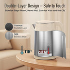 Mecity Electric Kettle 1.7L Touch Screen Temperature Control Water Boiler, No Plastic Contact with Water. 6 Presets For Tea and Coffee, 2 Hours Keep Warm, Auto Shut Off, Cream & Stainless Steel Color