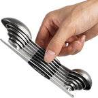 Magnetic Measuring Spoons Set Stainless Steel Dual Sided Stackable Teaspoon Tablespoon for Measuring Dry and Liquid Ingredients