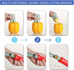 Pepper Corer, 2 in 1 Red Bell Pepper Seed Corer Remover Tool, Fruit & Vegetable Corers Quick Cave Tools for Jalapeno Cutter Deseeder, S-Blue