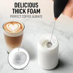 Zulay Kitchen Whisk Milk Frother with 4 Duracell Batteries - Powerful Handheld Foam Maker for Coffee, Lattes, Matcha, Hot Chocolate & Cappuccinos - Whip Creamy Froth in Seconds