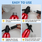 Soda Siphon 1L Portable Soda Maker Sparkling Water Maker for Home & Outdoor, Aluminium Carbonated Water Machines, Seltzer Water Maker for Making Soda,Cocktails, Use 8g CO2 Cartridges (Not Included)