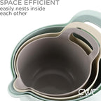 COOK WITH COLOR Nesting Plastic Mixing Bowl Set with Pour Spouts and Handles, Ombre Mint, 4 Piece Non-Slip