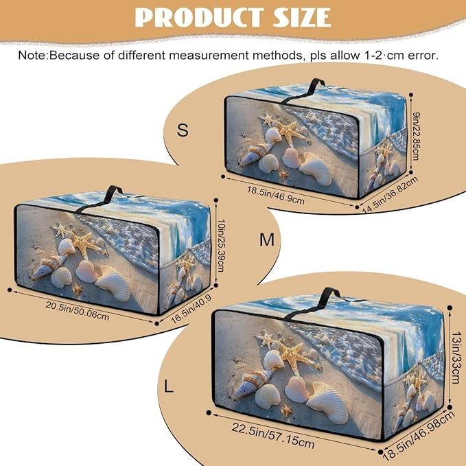 Beach Starfish Shell Print Toaster Oven Scratch-resistant Cover, Heat-resistant Small Appliance Cover for Kitchen Counter with Storage Pockets (Small-14.5 * 18.46 * 9 inches)