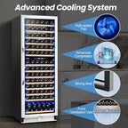 180 Bottles Wine Fridge 24 Inch Dual Zone Wine Cooler Refrigerator Freestanding Wine Refrigerator with Glass Door and Safety Lock, Large Wine Cellar for Home, Office, Kitchen