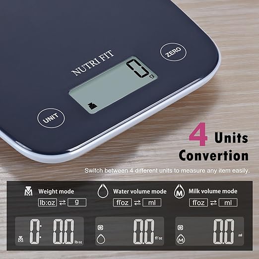 NUTRI FIT Digital Food Scale, 11lb Kitchen Scale Digital Weight, Cooking Scale for Food Ounces and Grams, 4 Units with 0.1oz/1g Precision, LCD Display with Tare Function