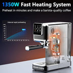 URintells Cuising Espresso Machine 20 Bar,Touch Screen Espresso Maker with Steam Milk Frother,Stainless Steel Expresso Coffee Machine for Cappuccino Latte Cold Brew,1350W Fast Heat Up System,Black