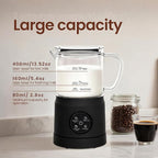 Casimhu 4-in-1 Milk Frother, Electric Milk Frother and Steamer with LED Touch Screen, Non-stick Bottom, Milk Warmer 13.52oz for Lattes, Cappuccinos, and Macchiatos at Home, Black