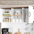 72" Farmhosue Coffee Bar Cabinet with Storage Shelves and 3 Drawers, Kitchen Hutch Storage Cabinet with Sliding Barn Door & Wine Racks & Wine Glass Holder, Bar Cabinets for Home/Living Room, White