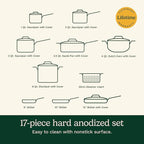 Cuisinart Chef's Classic™ Nonstick Hard Anodized 17 Piece Set w/Tempered Glass Lids
