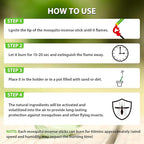 BugBai® Mosquito Repellent Outdoor Patio 120 PCS, Citronella Oil Mosquito Incense Sticks Indoor Home Pet Family Safe, Natural Plant-Based Bug Insect Barrier for Yard Garden Lawn Camping Fishing