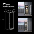 Empava 24 Inch Wine Fridge, 171 Bottle Wine Cooler Refrigerator with Professional Compressor, Large Capacity Fast Cooling Low Noise for Wine Enthusiasts, Built-in or Freestanding