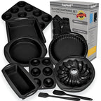 Aschef 9in1 Nonstick Silicone Baking Ring Cake Pan Cookie Sheet Molds Tray Heat Resistant Bakeware Tools Kit for Muffin Loaf Bread Pizza Cupcake Utensil