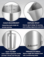 Adorever Milk Frothing Pitcher, 12oz Stainless Steel Milk Frother Cup Steaming Pitcher, Cappuccino Espresso Accessories Coffee Bar Barista Tools, Steamer Cup Milk Jug with Latte Art Pen, Matte Steel
