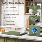 Ecotrim - Dish Drying Mat for Kitchen Counter | Coffee Bar Mat for Countertops | Heat Resistant Drainer Mat with Non-slip Rubber Backed | Hide Stain Kitchen Absorbent Draining Mat | Green 16"x18"