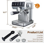 Expresso Coffee Machines with Touchscreen 20 Bar Professional Espresso Maker with Milk Frother & Hot Water, Stainless Steel Coffee Maker for Latte Americano, Cappuccino Machine for Home Office