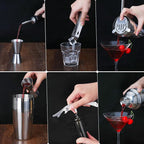 Cocktail Shaker Set Bartender Kit, Godmorn 15Pcs Bartender Shaker Set, 304 Stainless Steel Martini Shaker and Strainer, Bar Tool Set with Bamboo Stand, Recipe Book, for Home and Bar Party