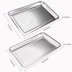 2-Pack Large 304 Stainless Steel Baking Pan Set (19.5"x13.5") - Non-Toxic Heavy Duty Commercial Grade Deep Sheet Pan, 1 Solid & 1 Perforated Pans for Roasting, Defrosting, Draining, Cooling