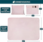 PAVILIA Travel Blanket Pillow, Soft Airplane Blanket 2-in-1 Combo Set, Plane Blanket Compact Packable, Flight Essentials Car Pillow, Travelers Gifts Accessories, Luggage Backpack Strap, 60x43 Pink