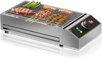 GarveeHome Electric Indoor Grill, 1800W Commercial Portable BBQ Grill Smokeless Countertop Grill with Removable Griddle, Stainless Steel, for Restaurant Home Camping Party Picnic
