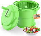 WantJoin Commercial Salad Spinner - 6 Gallon Salad Dryer w/Silicone Anti-slip Mat & Draining Hose, Green, 24Qt Manual Salad Spinner for up to 7 Heads of Lettuce Spinner Large for Catering