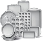 Country Kitchen Nonstick Stackable Bakeware Set - Heavy Duty, Durable, Easy Release Baking Set, Silver, 10 Pcs