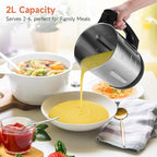 Homtone Soup Maker 2L, Makes 2-6 Servings, 6-in-1 Multifunctional Smooth and Chunky Soup Machine Cooker, Electric Bleander for Homemade Soups, Stainless Steel