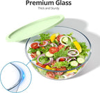 Extra Large Glass Mixing Bowls Clear Glass Salad Cooking Bowls for Kitchen Salad Bread Storage (4.7Qt)