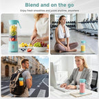 COKUNST Portable Blender, USB C Rechargeable Personal Blender, Small Smoothie & Shake Maker with 6 Blades, Compact Travel Mini Juicer Cup with Extra Lid for Home, Gym, Office, 18oz, Green
