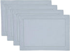 Solino Home Linen Cloth Placemats Set of 4-100% Pure Linen Hemstitch Dusty Blue Placemats 14 x 19 Inch - Classic Hemstitch Table Place Mats for Winter