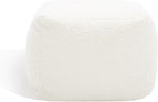 SAFAVIEH Couture Collection Samuels Ivory Boucle Ottoman Square Pouf (Fully Assembled)