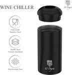 Wine Chiller Set - Perfect Wine Gifts for Women & Men - Stainless Steel Insulated Wine Cooler with Wine Pump, Aerator & 4 Stoppers (Black)