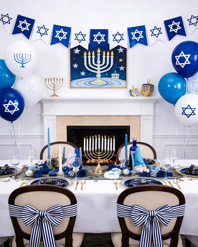 PULOTE 200 Pieces Blue Plastic Plates - Navy Blue and Gold Disposable - Include 100PCS 10 inch Dinner & 100PCS 7 inch Dessert Plate for Party & Hanukkah