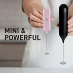 Mini & Mighty Milk Frother Wand – Powerful Handheld Coffee Frother, Battery Operated Drink Mixer – Compact Pocket Size – Detachable Whisk for Latte, Cappuccino, Matcha, Hot Chocolate – Pink