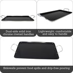 IMUSA Ceramic Nonstick, Stovetop Double Burner Griddle with Metal Handles, 19-Inch, Black