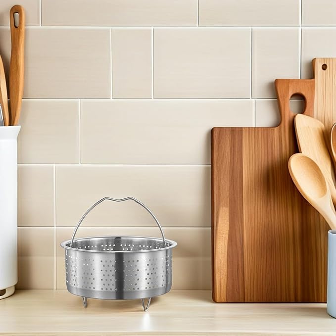 DOITOOL Stainless Steel Steamer Basket for Pot, 7.87inch/20cm Vegetable Steamer Basket Insert Steaming Rack with Handle, Vegetables Fruit Strainers and Colanders for Home Kitchen Cooking