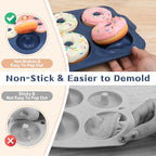 Nonstick Silicone Donut Pan: 3.5 Inch Doughnut Pan with Metal Frame - Silicone Donut Molds for Baking Gluten Free Glazed Vegan Protein Donuts Bagel - for Oven Kitchen - Home Bakers Housewife