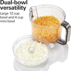 Hamilton Beach Big Mouth Duo Plus 12 Cup Food Processor & Vegetable Chopper with Additional Mini 4 Cup Bowl, Black (70580)
