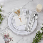 BESTVIP 900PCS Silver Dinnerware Set for 150 Guests, Plastic Plates for Party, 150 Silver Disposable Plates, 150 Dessert Plates, 150 Cups, 150 Spoons, 150 Forks and 150 Knives