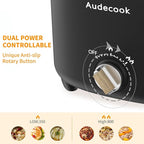 Audecook Hot Pot Electric, 2.5L Portable Nonstick Multicooker for 1-3 Persons, Honeycomb Texture Travel Electric Skillet with Dual Power Temperature Control for Steak/Egg/Noodles/Oatmeal (Black)