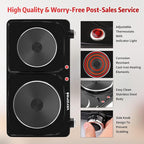 Hot Plate for Cooking, Vayepro 1800W Portable Electric Stove,Double Electric Burner for Cooking,UL listed,Cooktop for Dorm Office Home Camp, Compatible with All Cookware