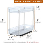 DABIGE 2 Pack Pull Out Spice Rack Organizer for Cabinet, 2 Tier Slide Out Spice Racks Organizer, Spice Cabinet Organizers, Cabinet Size Need:12'' High x 11'' Deep x 5'' Wide, Clear Acrylic