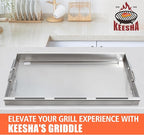 KEESHA Stainless Steels Griddle Insert for Weber Spirit I & II 200 Series Gas Grills Flat Top Grill Griddle Replacement Parts for Weber Spirit S-210, S-215, E-210, E-215, E-220 with Mini Oven Mitt