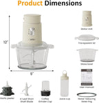 Sunvivi 250W Electric Food Chopper, 4 in 1 Food Grinder for Grinding Meat, Peeling Garlic & Juicing, Variable Speed Blender and Food Processor Combo with 1.5L Glass Bowl & 2 Cups (0.4L+0.2L), Beige