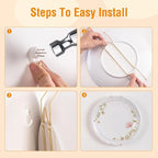 Bilillo 7 pcs Plate Hangers for The Wall, 4/6/8/10/12 Inch Invisible Plates Hangers, Stainless Steel Plate Wall Holders for Display Various Sizes with Hooks for Decorative
