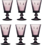 La Rochere Napoleon Bee Aubergine Stemmed Wine Glasses Set of 6 – Vintage French Glassware with Stable Base – Elegant, Durable Glasses for Confident Hosting and European-Style Tables (8 oz)